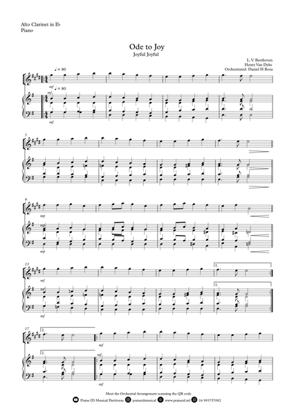Ode to Joy - Joyful Joyful - Easy Eb Clarinet and Piano image number null