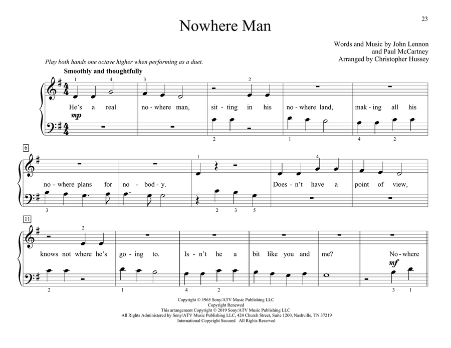 Nowhere Man (arr. Christopher Hussey) Piano Duet scores gallery preview page 1