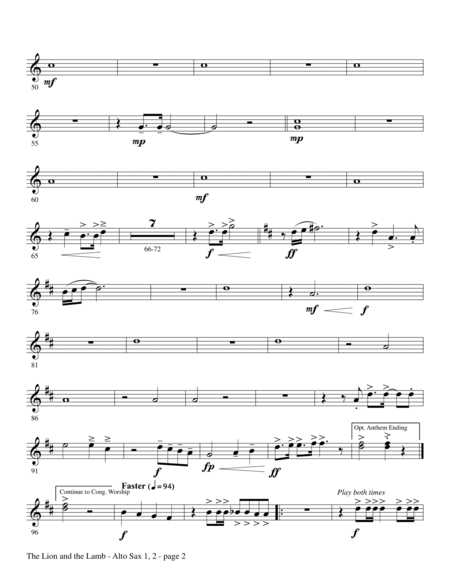 The Lion and the Lamb (with All Hail the Power of Jesus' Name) - Alto Sax 1-2 (sub. Horn 1-2)