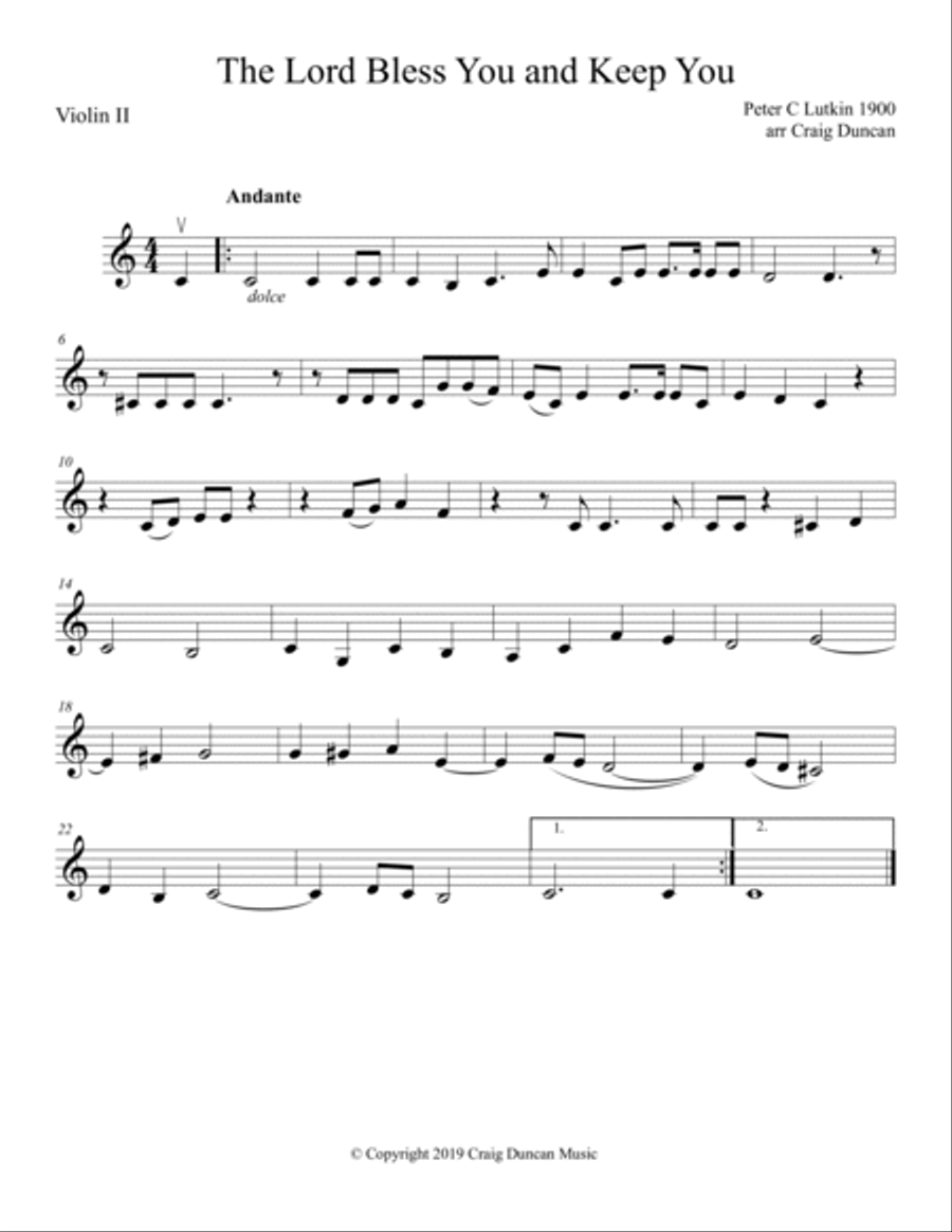 The Lord Bless You and Keep You String Quartet scores gallery preview page 3