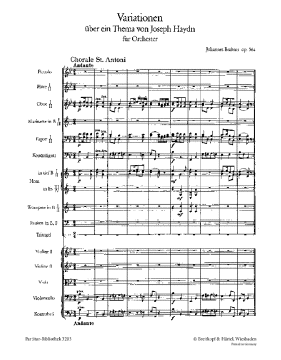 Variations on a Theme by Joseph Haydn in B flat major Op. 56a Orchestra scores gallery preview page 2