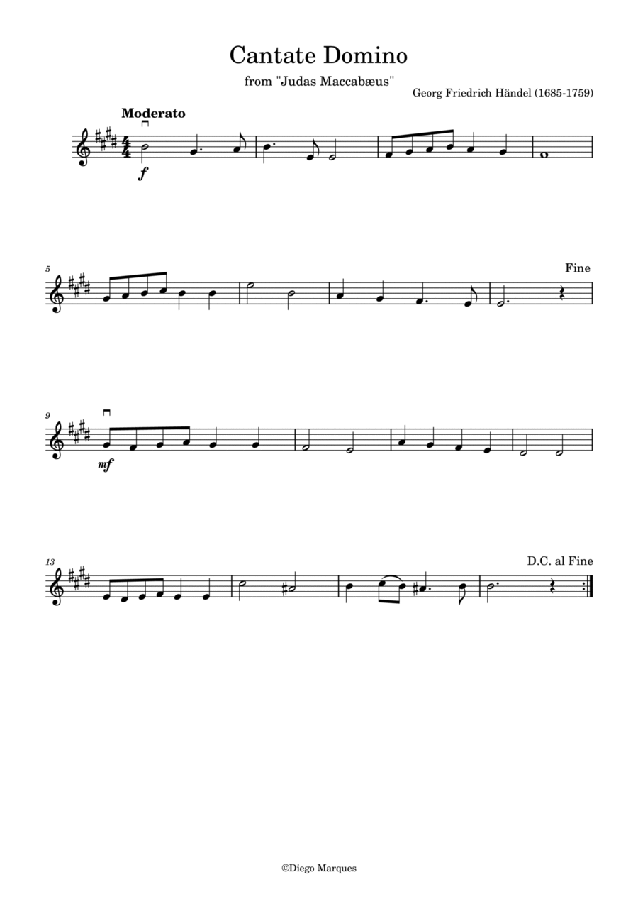 Cantate Domino in E Violin Solo scores gallery preview page 1