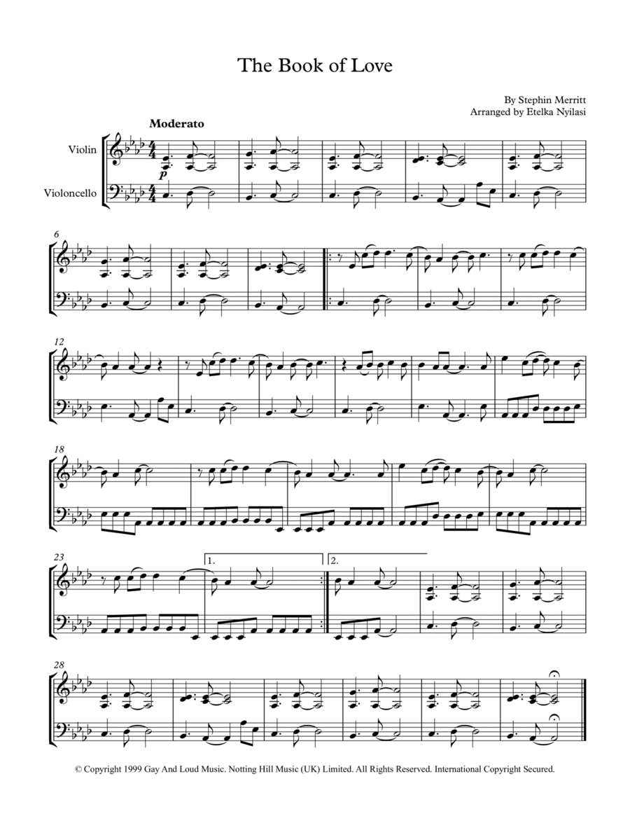The Book Of Love String Duet scores gallery preview page 1