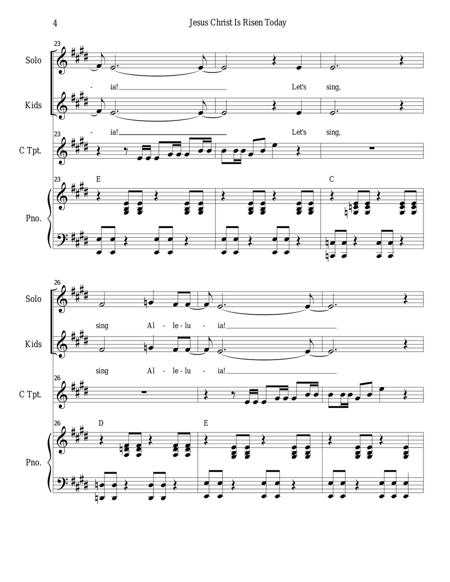 Jesus Christ Is Risen Today Unison Choir scores gallery preview page 4
