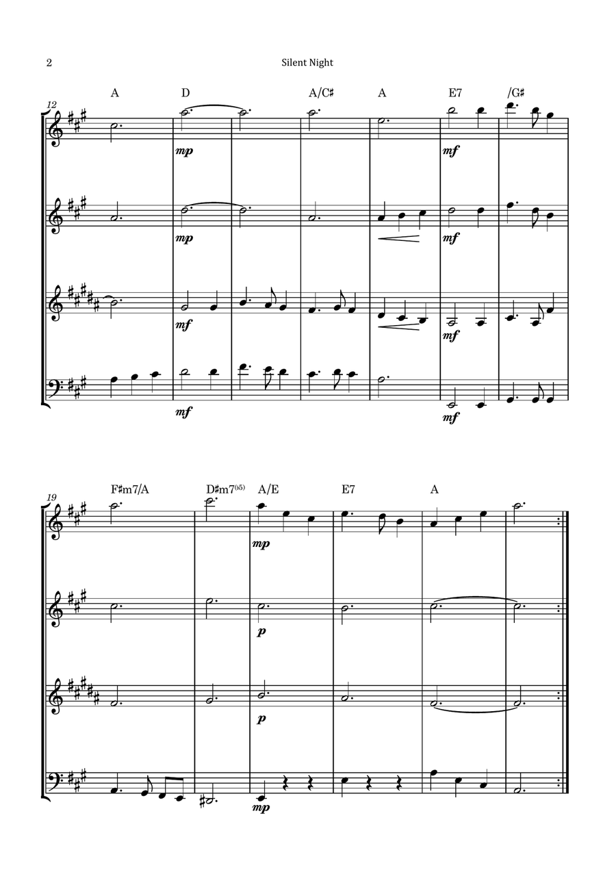 Silent Night Woodwind Quartet scores gallery preview page 2