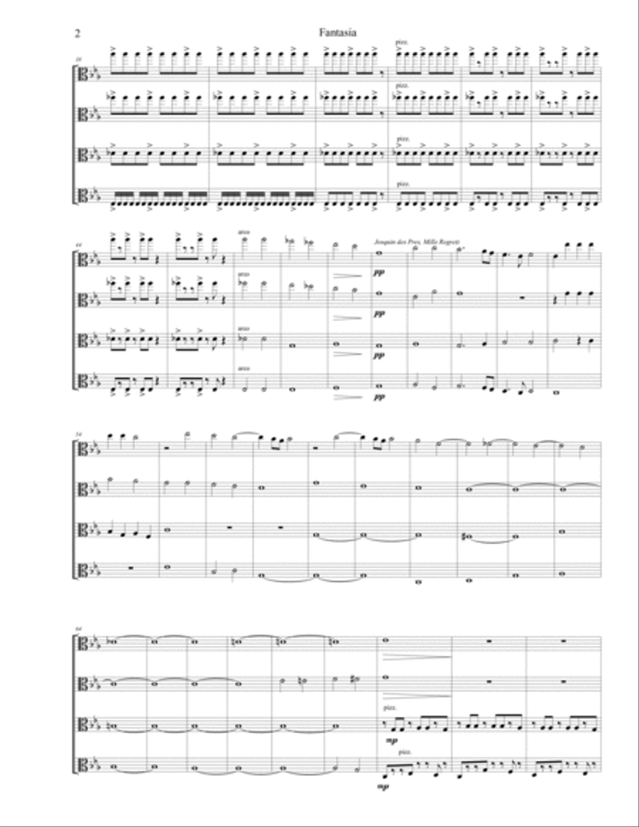 Fantasia on Mille Regretz for viola quartet (score and parts)