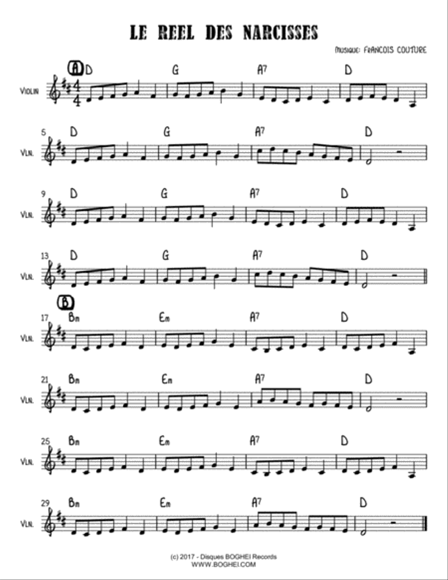 LE REEL DES NARCISSES LE REEL DES NARCISSES Violin Solo scores gallery preview page 1