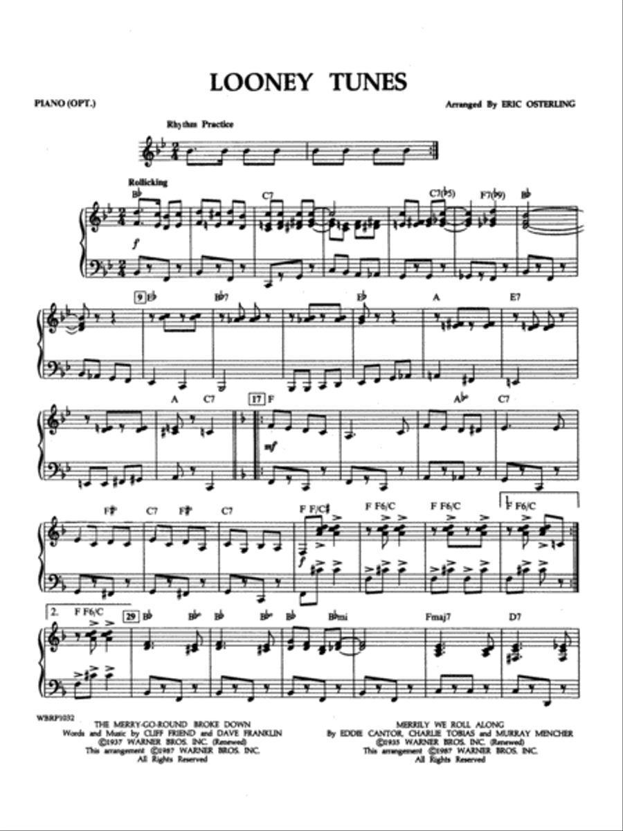 Looney Tunes: Piano Accompaniment Concert Band scores gallery preview page 1