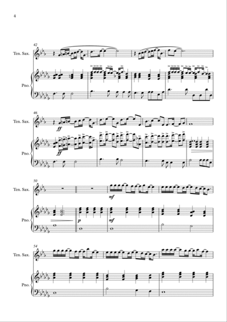 Vivo Per Lei Tenor Saxophone scores gallery preview page 4