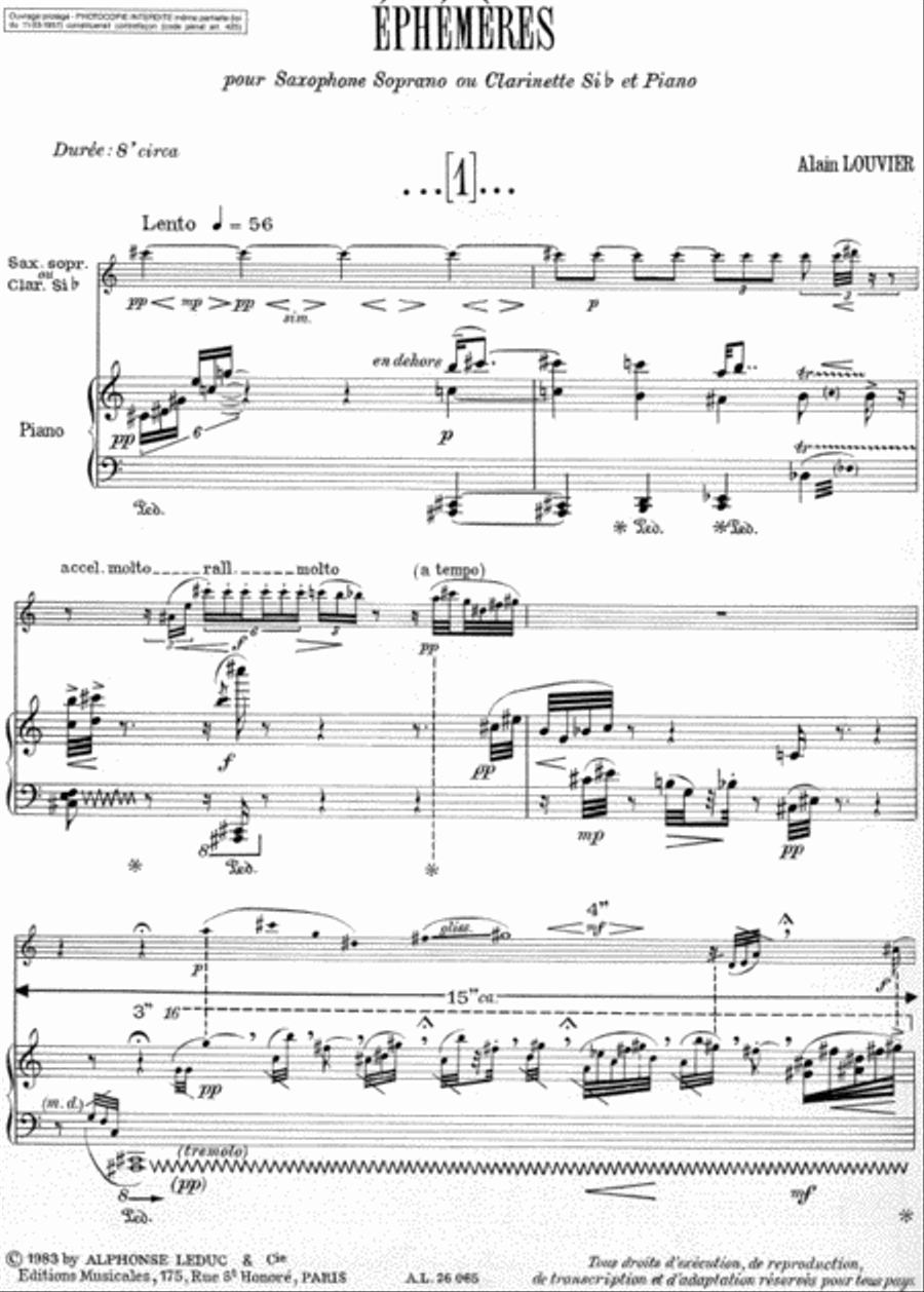 Ephemeres (clarinet & Piano) Clarinet Solo scores gallery preview page 2