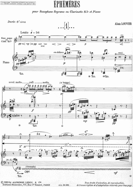 Ephemeres (clarinet & Piano)