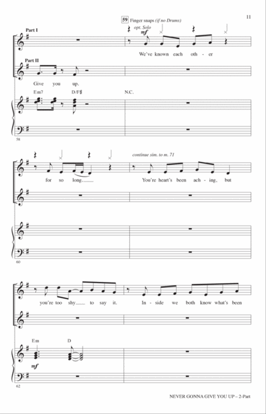 Never Gonna Give You Up (arr. Roger Emerson) 2-Part scores gallery preview page 10