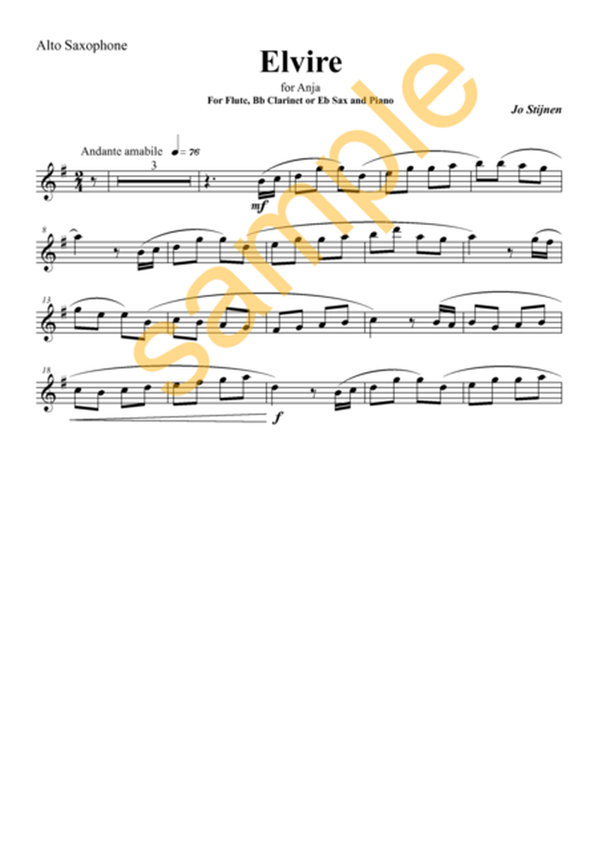 Elvire for flute, clarinet or Eb saxophone & piano image number null