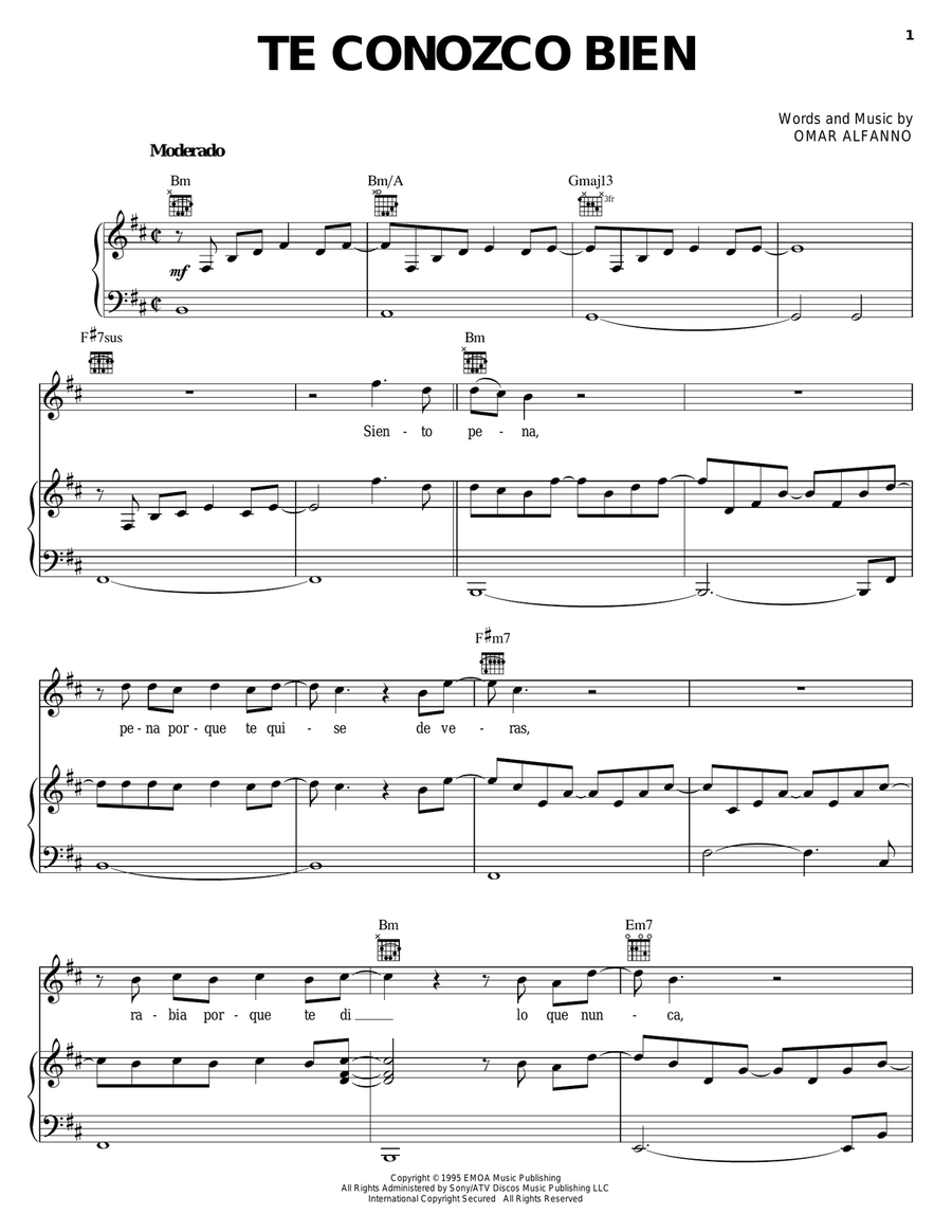 Te Conozco Bien Te Conozco Bien Acoustic Guitar scores gallery preview page 1