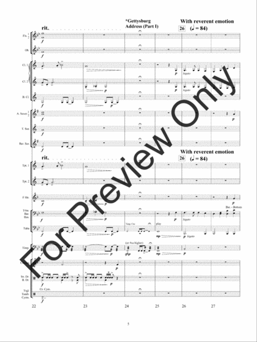 Lincoln At Gettysburg Concert Band scores gallery preview page 8