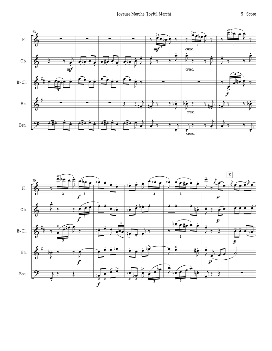 Joyful March set for woodwind quintet (Chabrier - Joyeuse Marche) Woodwind Quintet scores gallery preview page 5