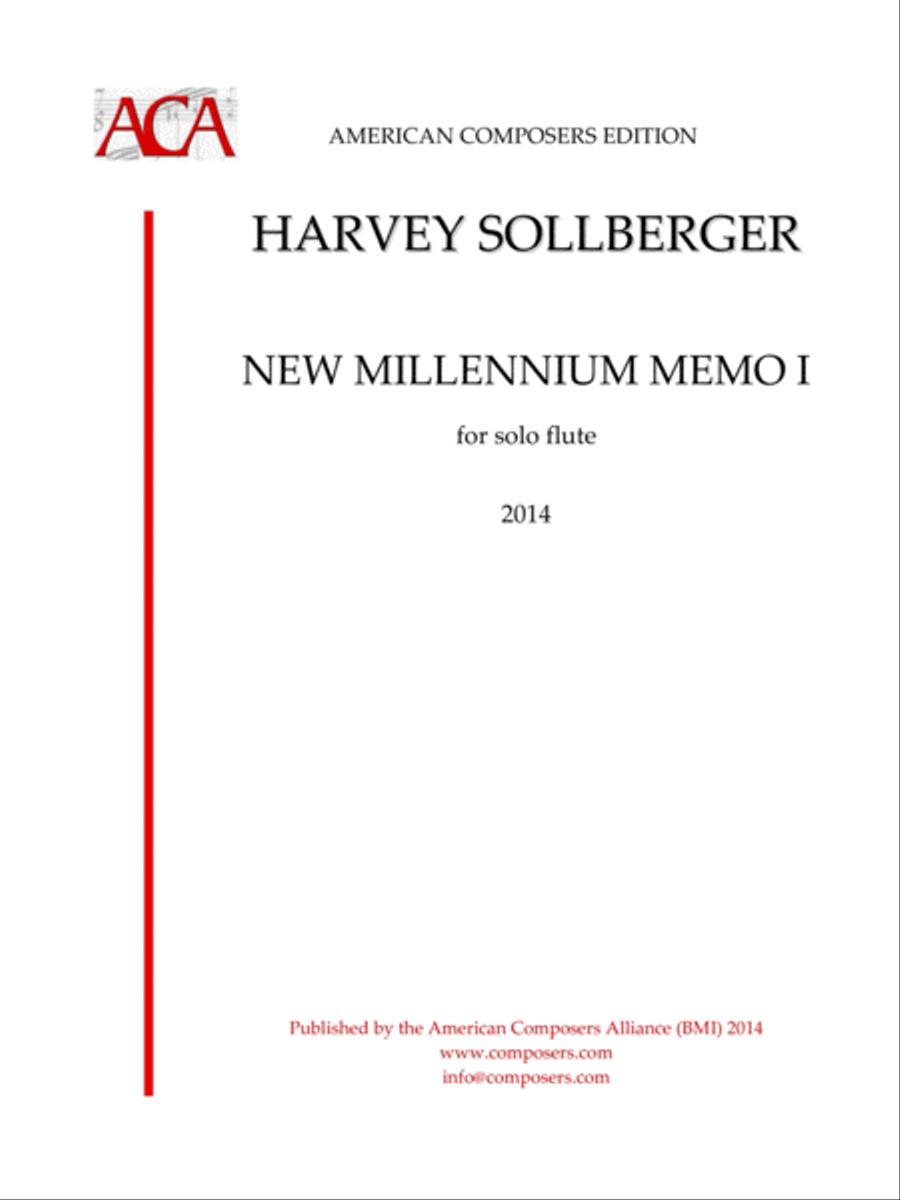 [Sollberger] New Millennium Memo I Flute Solo scores gallery preview page 1
