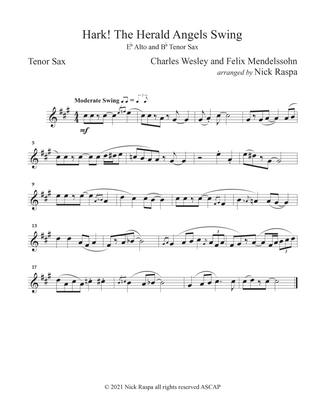 Hark! The Herald Angels Swing (Alto & Tenor Sax Duet) Tenor Sax part