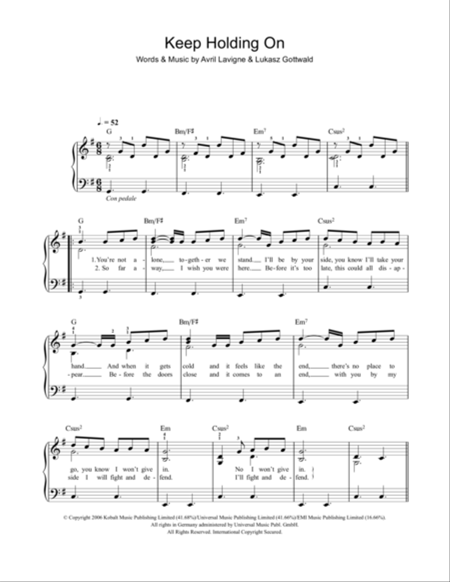 Keep Holding On Keep Holding On Easy Piano scores gallery preview page 1