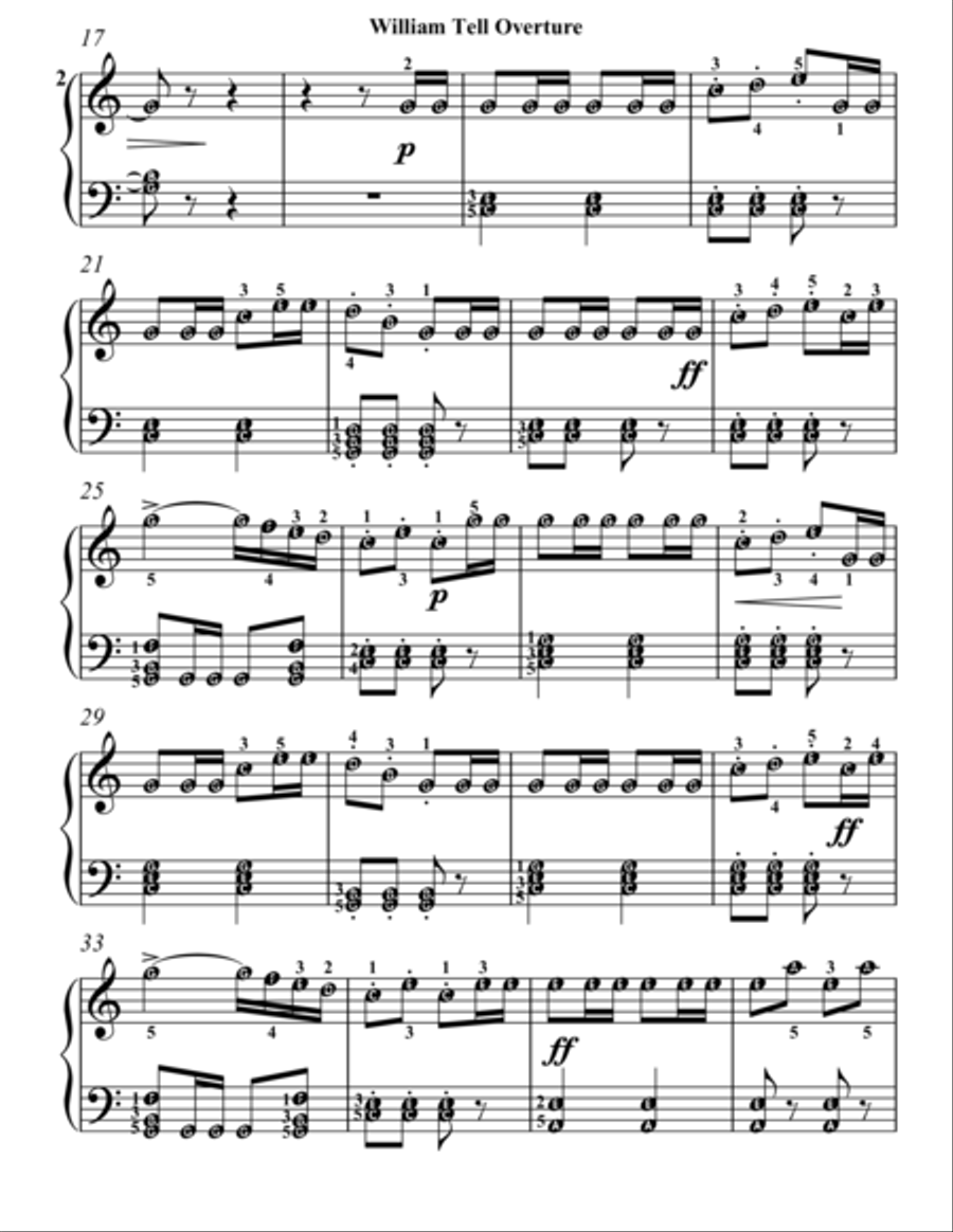 William Tell Overture Elementary Piano Sheet Music Easy Piano scores gallery preview page 3
