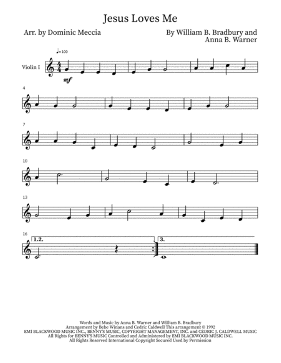 Jesus Loves Me String Quartet scores gallery preview page 3