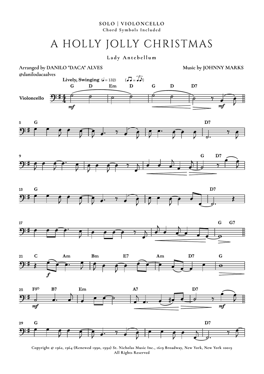 A Holly Jolly Christmas Cello Solo scores gallery preview page 1