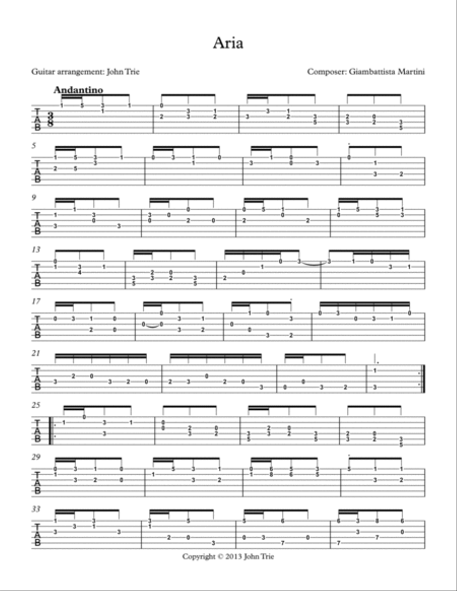 Aria - guitar tablature Classical Guitar scores gallery preview page 2