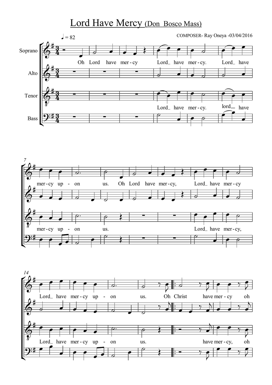 Don Bosco Mass Don Bosco Mass 4-Part scores gallery preview page 1