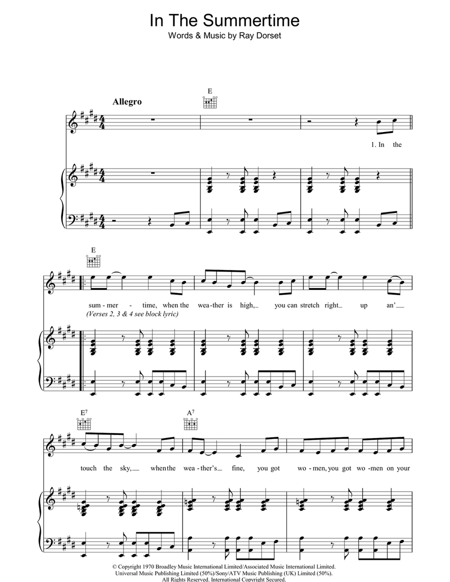 In The Summertime In The Summertime Acoustic Guitar scores gallery preview page 1
