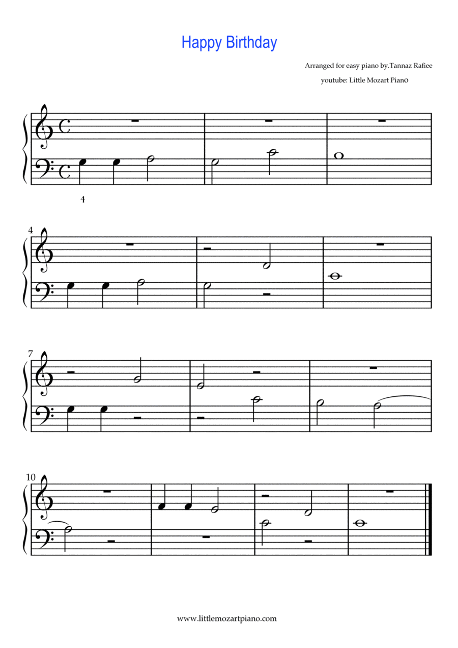 Happy Birthday song VERY EASY Easy Piano scores gallery preview page 1