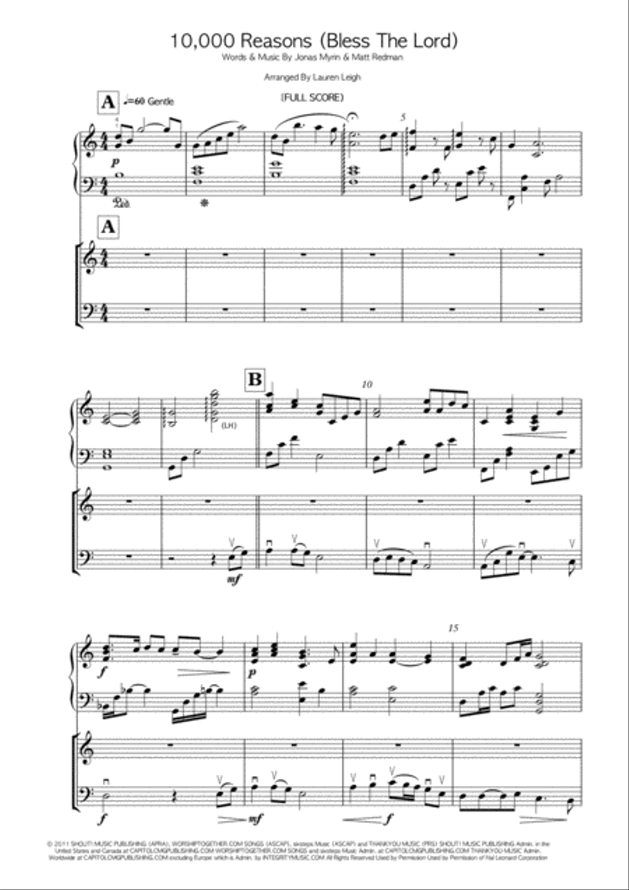 10,000 Reasons (Bless The Lord) Piano Trio scores gallery preview page 1