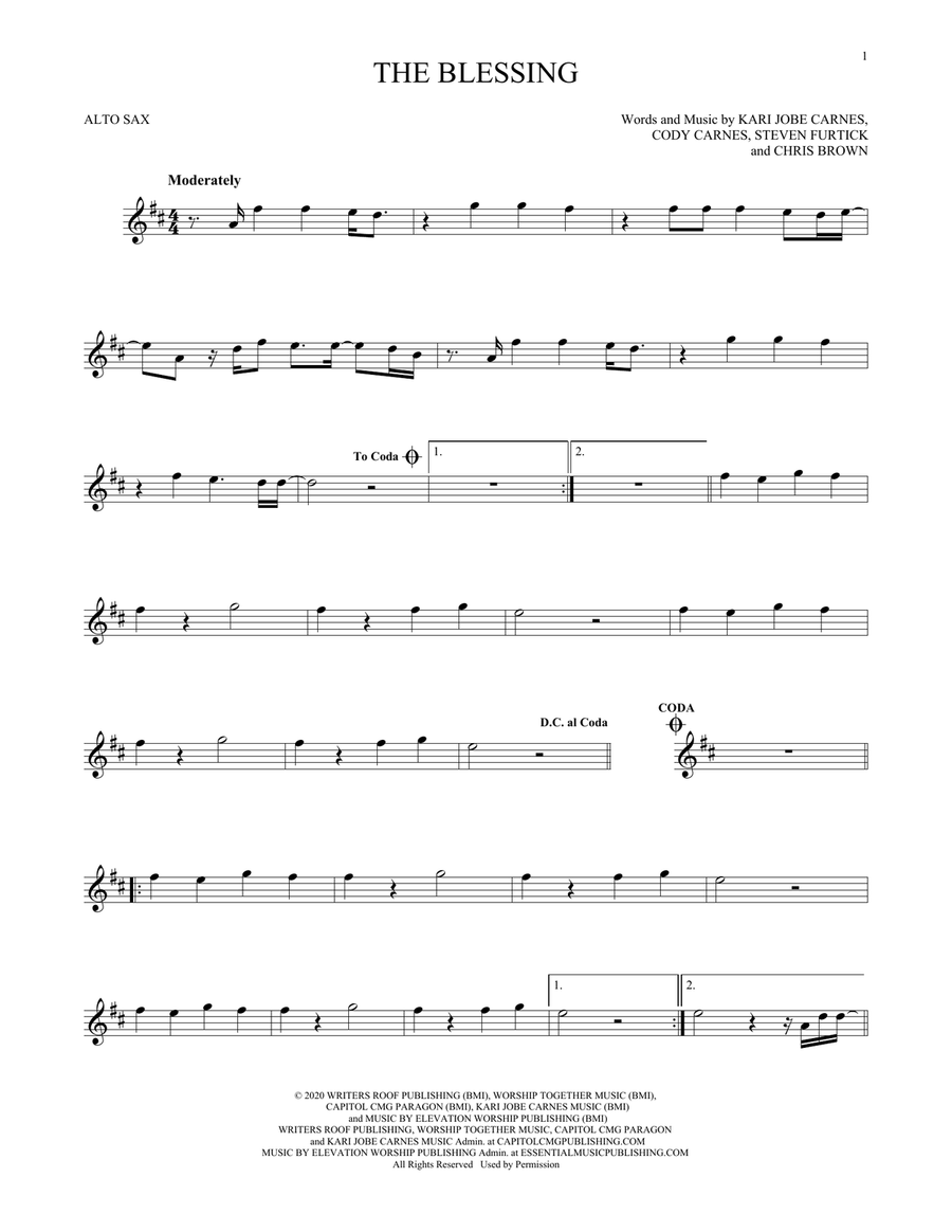 The Blessing Alto Saxophone scores gallery preview page 1