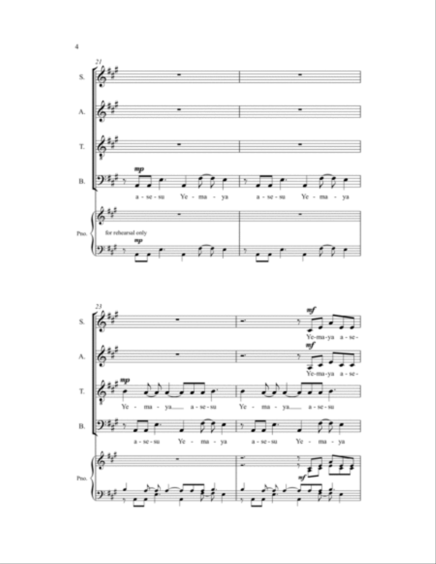 Yemaya Asesu 4-Part scores gallery preview page 4
