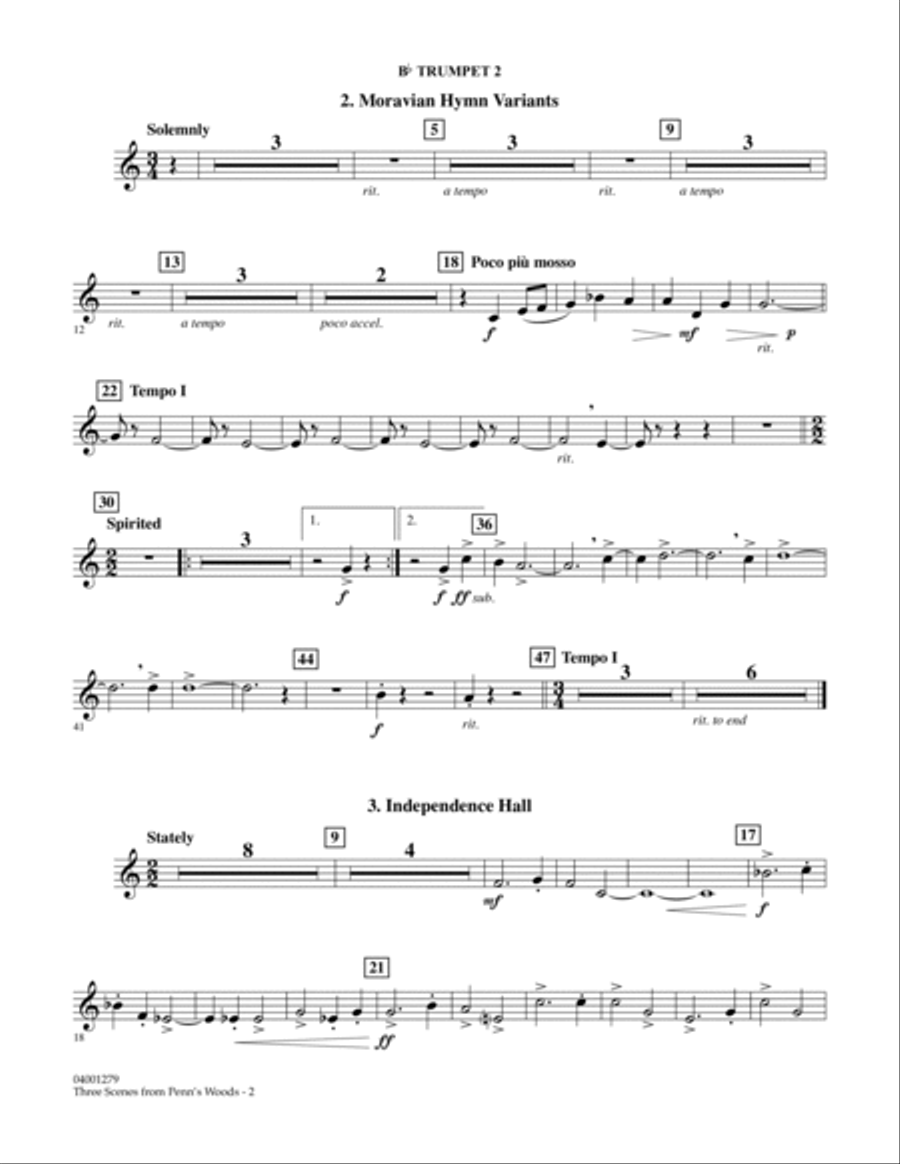 Three Scenes From Penn's Woods - Bb Trumpet 2 Concert Band scores gallery preview page 2
