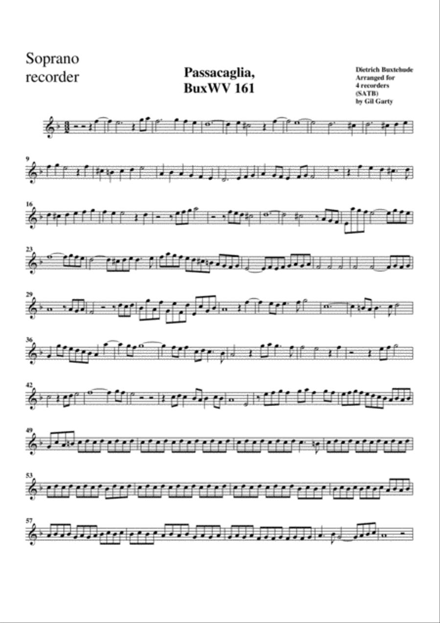 Passacaglia, BuxWV 161, D minor (arrangement for 4 recorders) Recorder scores gallery preview page 4