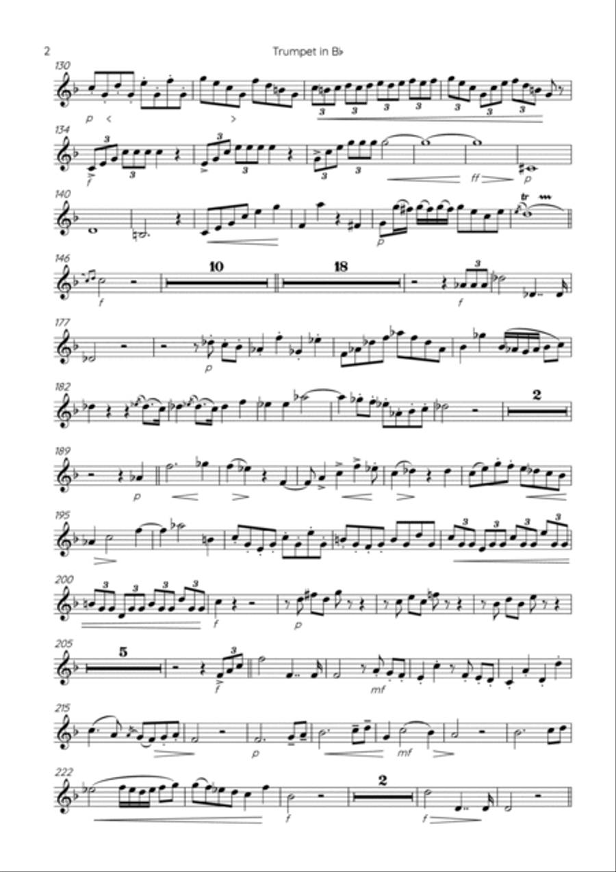 Hummel Trumpet Concerto in Eb (parts for Bb Trumpet) B-Flat Trumpet scores gallery preview page 2