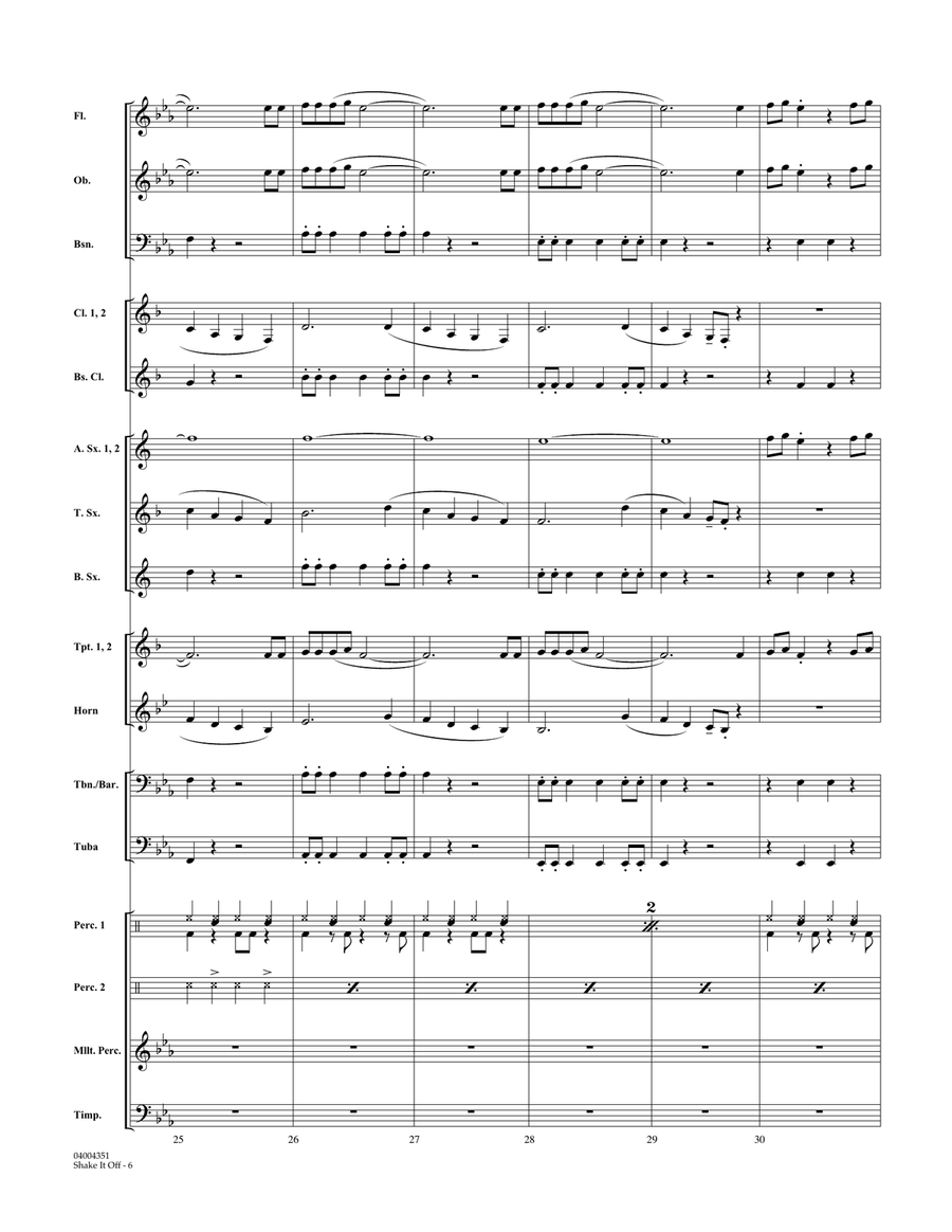 Shake It Off - Conductor Score (Full Score) Concert Band scores gallery preview page 6