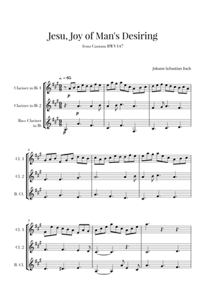 Bach - Jesu, Joy of Man's Desiring for 2 Clarinets and Bass Clarinet