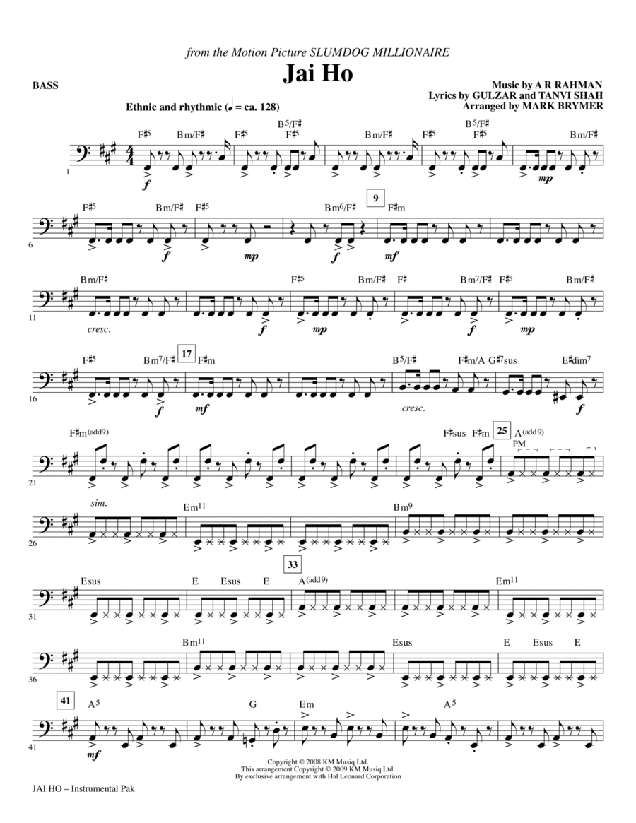 Jai Ho (from The Motion Picture Slumdog Millionaire) - Bass Choir scores gallery preview page 1