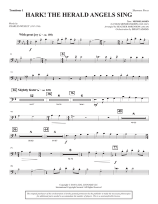 Hark! The Herald Angels Sing (Orchestra) (arr. Heather Sorenson) - Trombone 1