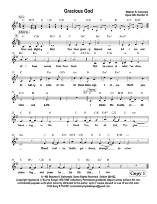 Gracious God - original song by Stephen R Dalrymple (Worship Team Edition) CCLI Song # 7142327
