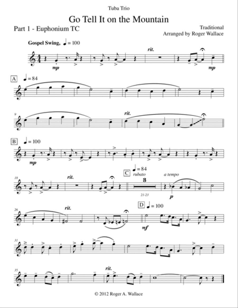 Go Tell It on the Mountain (Tuba Trio) Brass Trio scores gallery preview page 5