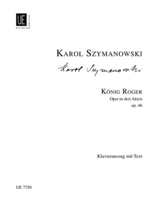 Book cover for King Roger, Op. 46, Vocal Score