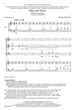 Mary the Dawn (Downloadable Choral Score)