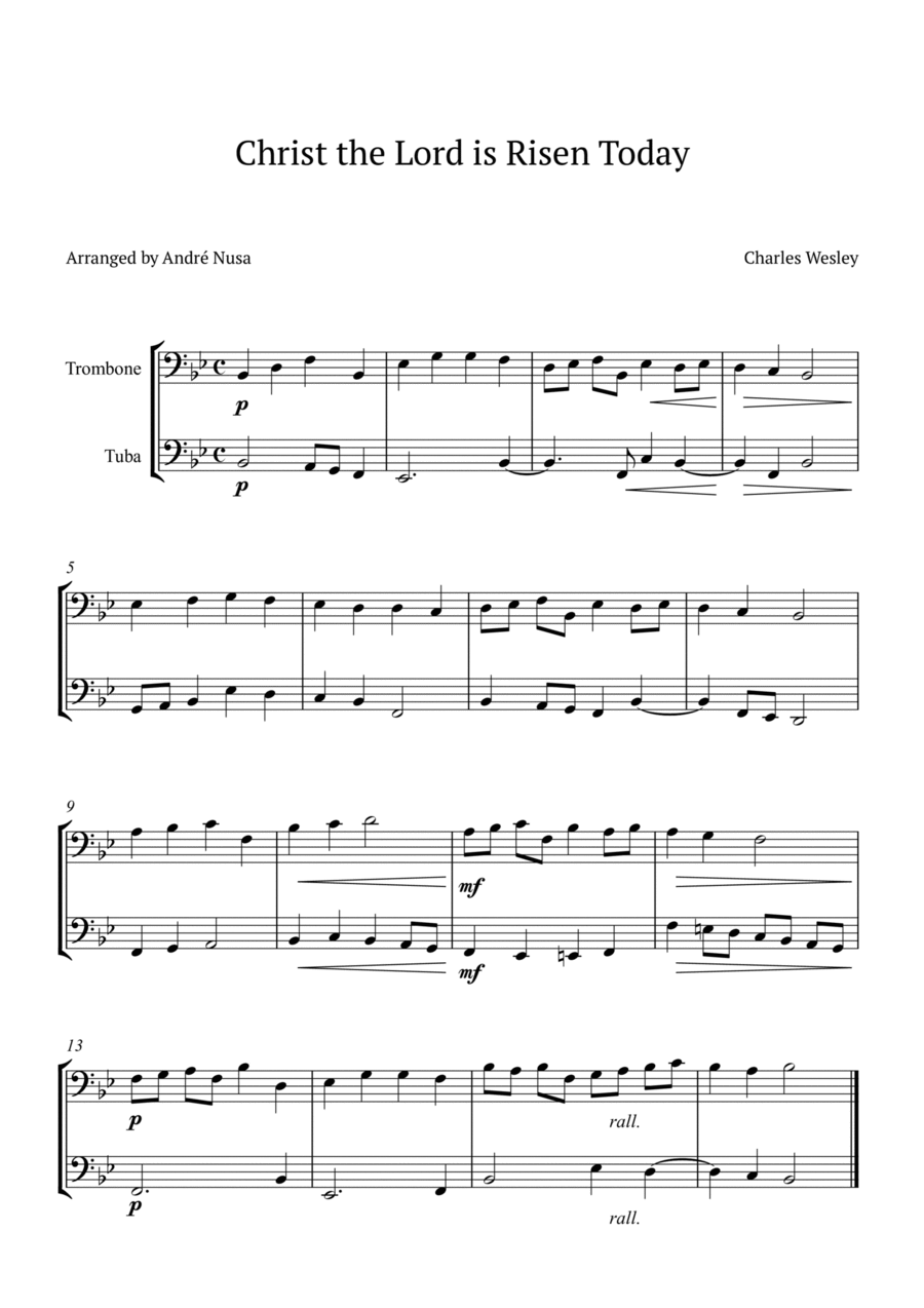 Christ the Lord is Risen Today Brass Duet scores gallery preview page 1