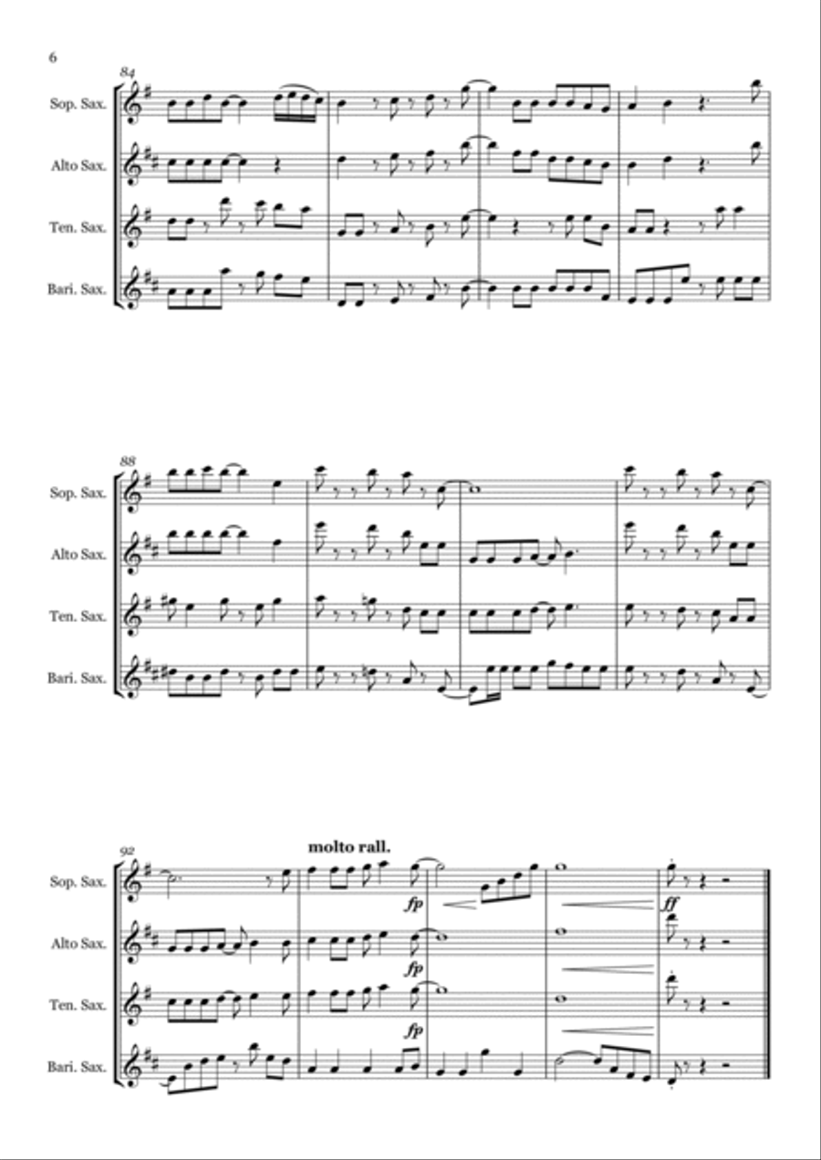 Don't Stop Me Now Saxophone Quartet scores gallery preview page 6