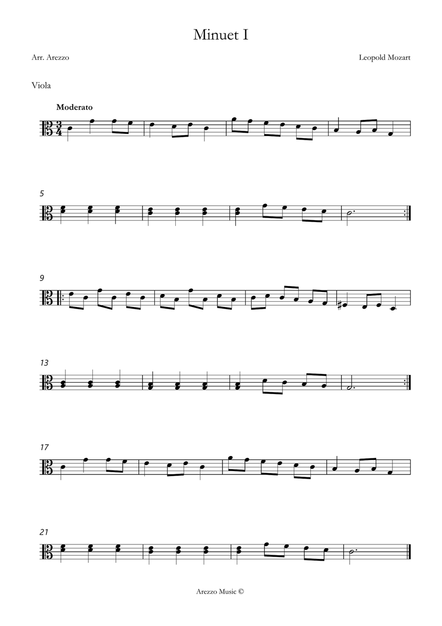 leopold mozart notebook for wolfgang minuet I Viola and Bassoon sheet music Chamber Music scores gallery preview page 2