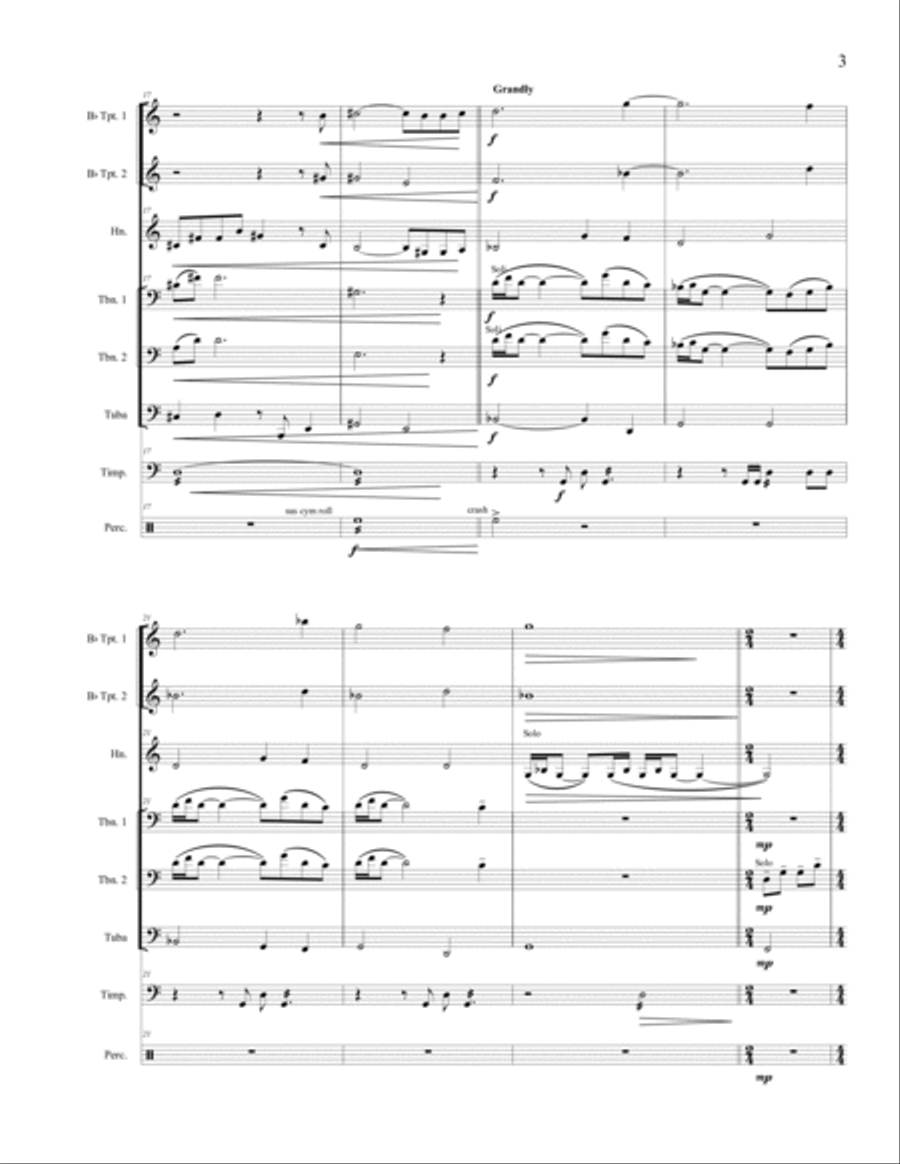 Preamble for brass and percussion Horn scores gallery preview page 3