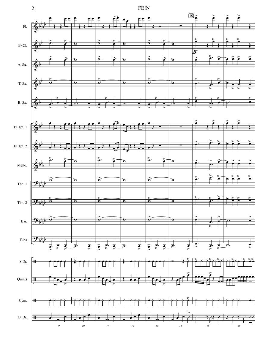 Fe!n (Feat. Playboi Carti) Marching Band scores gallery preview page 2