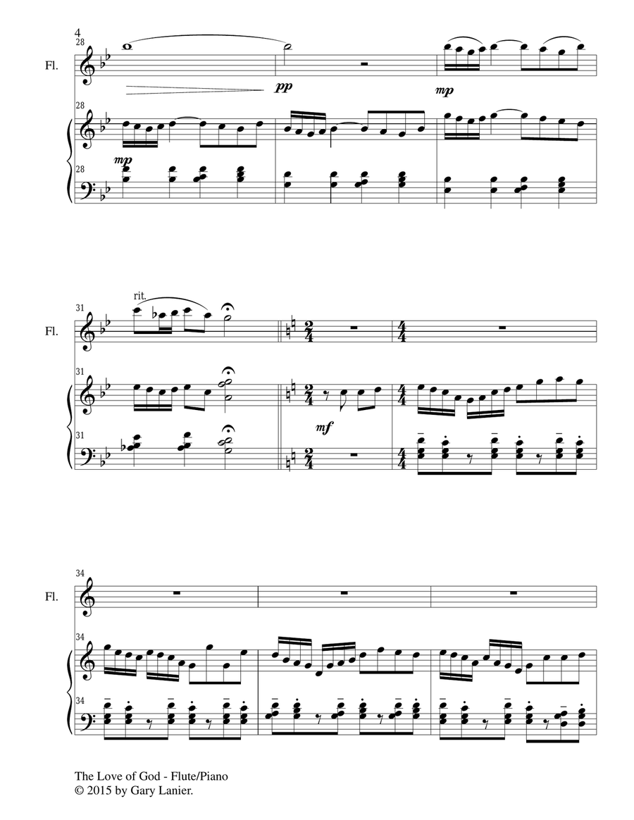 THE LOVE OF GOD (Duet – Flute and Piano/Score and Parts) image number null